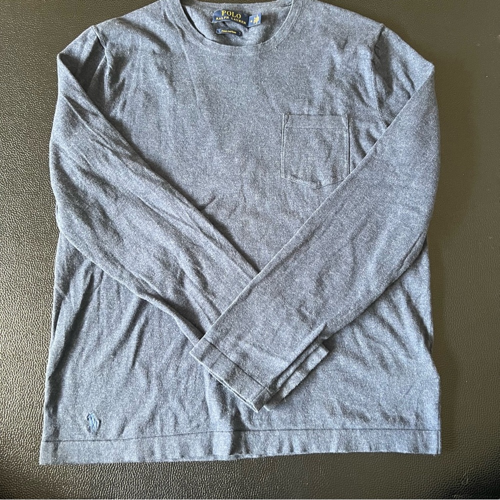 Polo Ralph Lauren Shirt Mens Medium Blue Long Sleeve Soft 100% Cotton